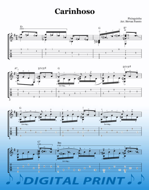Carinhoso guitar sheet music by Steven Pasero
