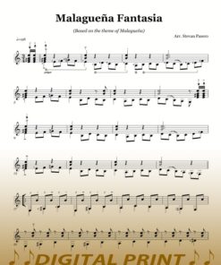 Malaguena sheet music for guitar by Stevan Pasero