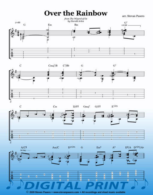 Over the Rainbow sheet music arranged by Stevan Pasero