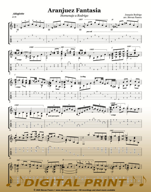 Aranjuez Fantasia sheet music by Stevan Pasero